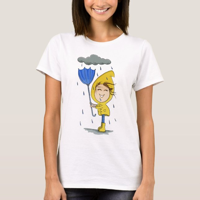 Camiseta Chica lindo Rainy Windy Day Gráfico (Anverso)