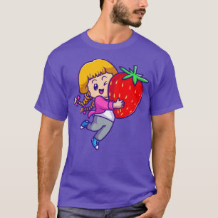 Camiseta Chica lindo sostiene Personalizado de fresa