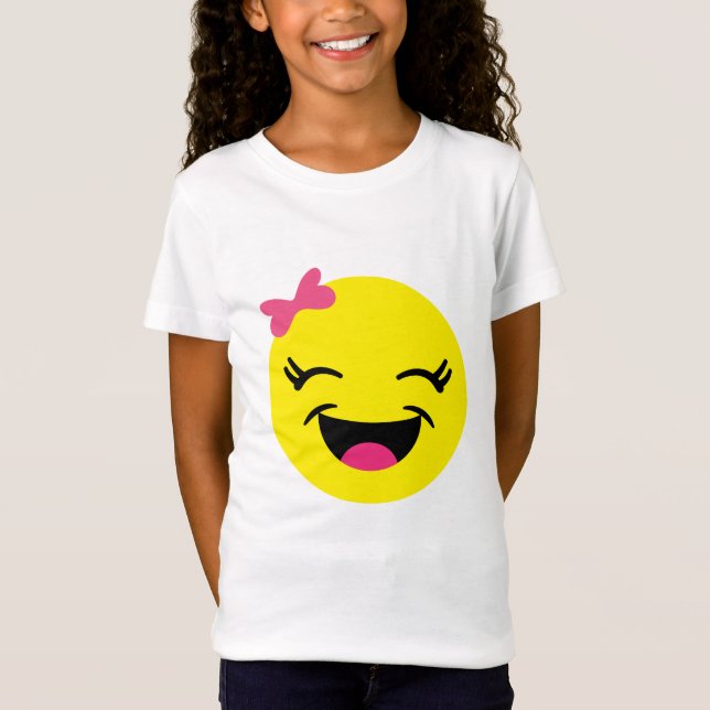 Camiseta Chica lindo y feliz de la emoji (Anverso)