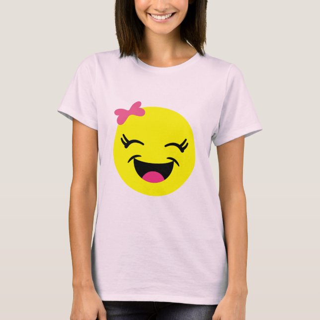 Camiseta Chica lindo y feliz de la emoji (Anverso)