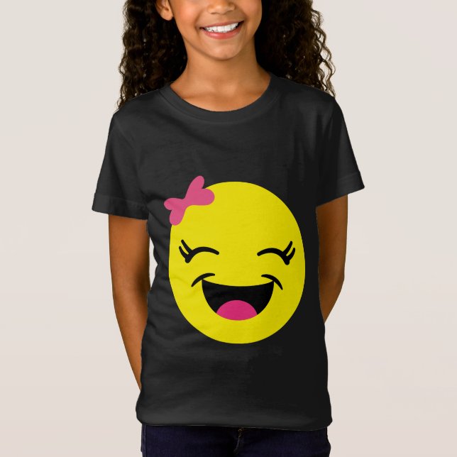 Camiseta Chica lindo y feliz de la emoji (Anverso)