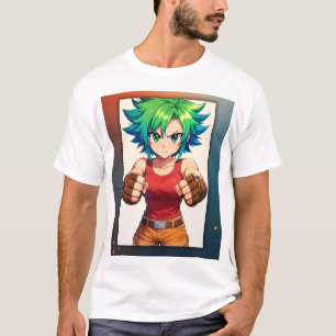 Camiseta Chica luchadora feroz: arte guerrero anime