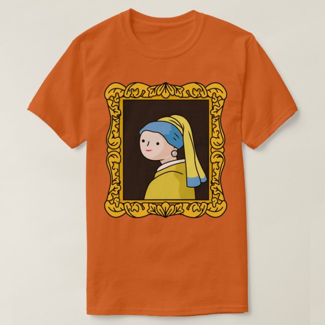 Camiseta chica mal dibujado con arete de perlas (Diseño del anverso)