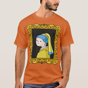 Camiseta chica mal dibujado con arete de perlas