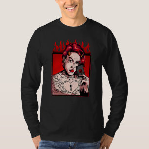 Camiseta Chica malvado tatuado  demócrata anti-Cristo