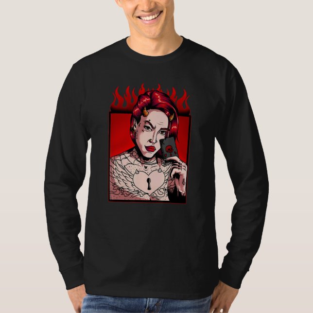 Camiseta Chica malvado tatuado  demócrata anti-Cristo (Anverso)