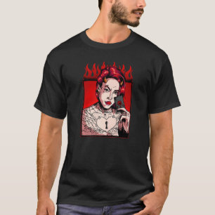Camiseta Chica malvado tatuado  demócrata anti-Cristo