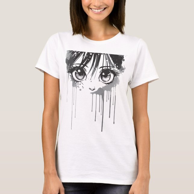 Camiseta Chica manga con mirada pintada (Anverso)