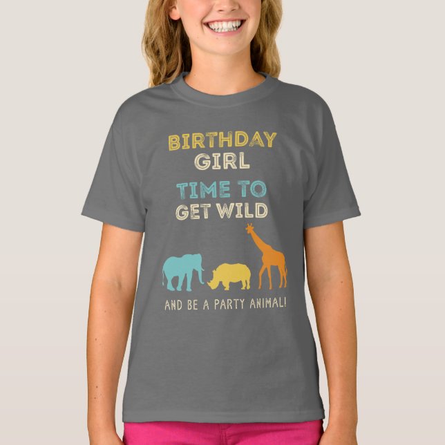Camiseta Chica marchosa del cumpleaños del safari del (Anverso)