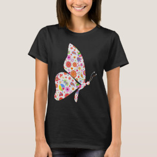 Camiseta Chica mariposa que ama a las mariposas flor suave 