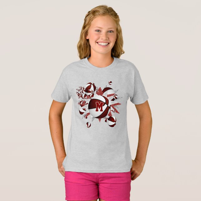 Camiseta chica maroon basketball y estrellas (Anverso completo)
