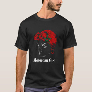 Camiseta Chica marroquí Bufanda de la bandera marroquí Raíc