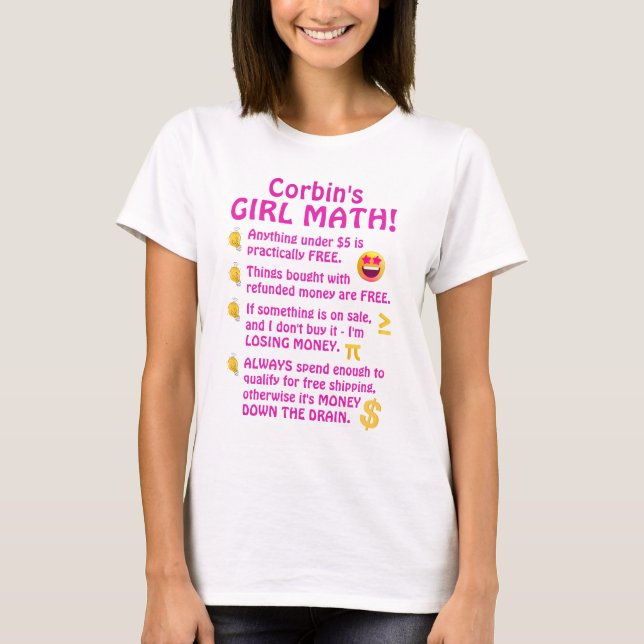 Camiseta Chica Math Funny Personalizado (Anverso)