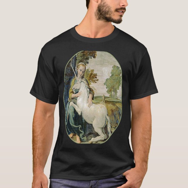 Camiseta Chica medieval con Mascota Unicorn (Anverso)
