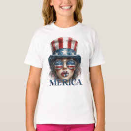 Camiseta Chica Merica, 4 de julio Chica de Glam con estrell