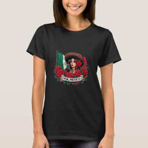 Camiseta Chica Mexicana Viva México Bandera arte ilustració