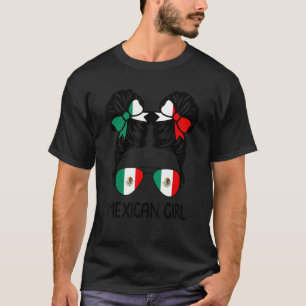 Camiseta Chica mexicano desordenado cabello Bandera mexican