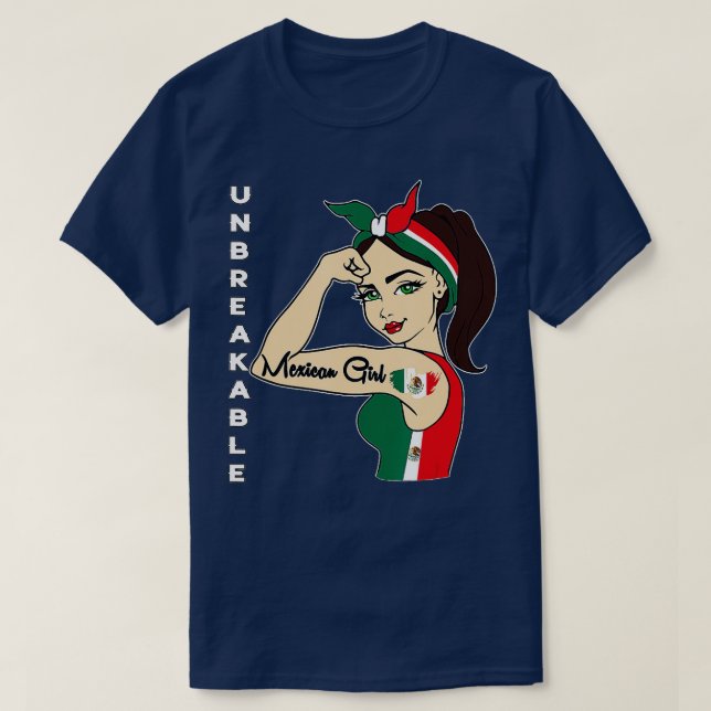 Camiseta Chica mexicano Inquebrantable Bandera de México fu (Diseño del anverso)