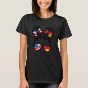 Camiseta Chica mitad americana mitad alemana bandera de EE.