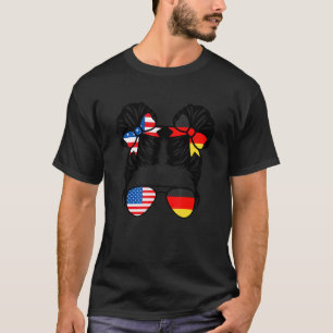 Camiseta Chica mitad americana mitad alemana bandera de EE.