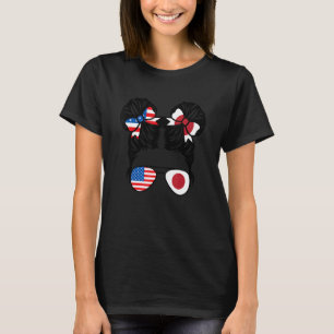 Camiseta Chica mitad americana mitad japonesa bandera de EE