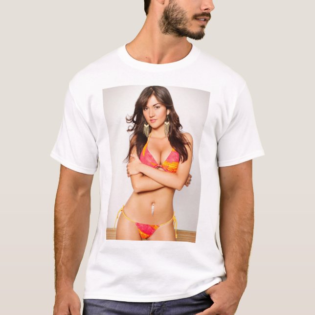 Camiseta Chica modelo de Latina en bikini (Anverso)