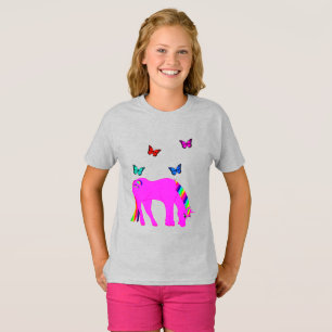 Camiseta Chica morado de unicornio y mariposas