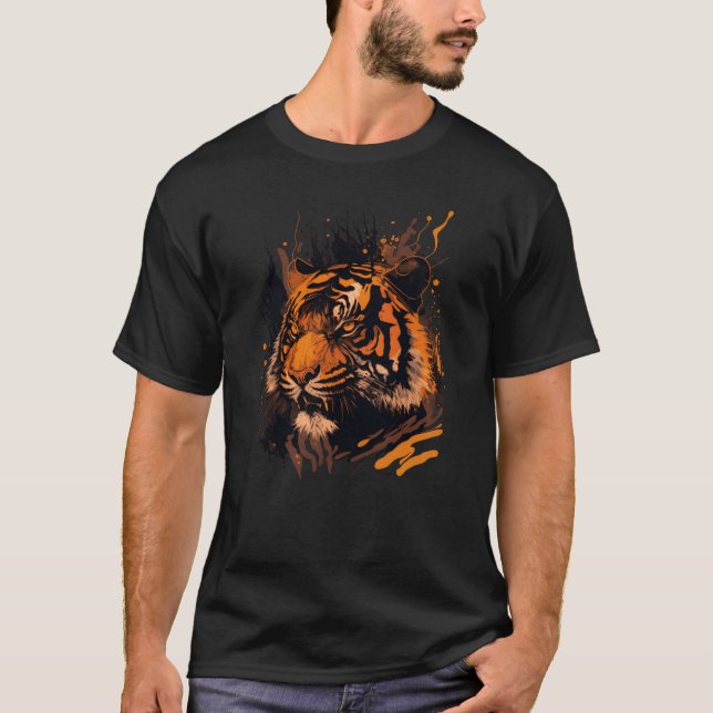 Camiseta Chica mostrando dientes de tigre (Anverso)