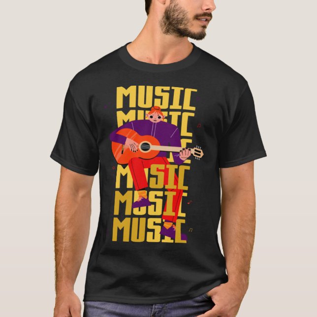 Camiseta chica musical tocando guitarra Pullover Hoodie (Anverso)
