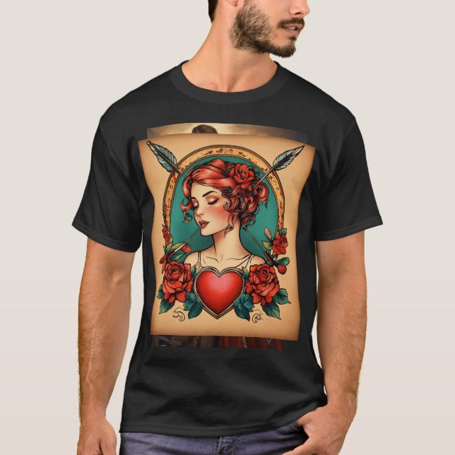Camiseta Chica Nautical Pin-Up y Ancla de Buques (Anverso)