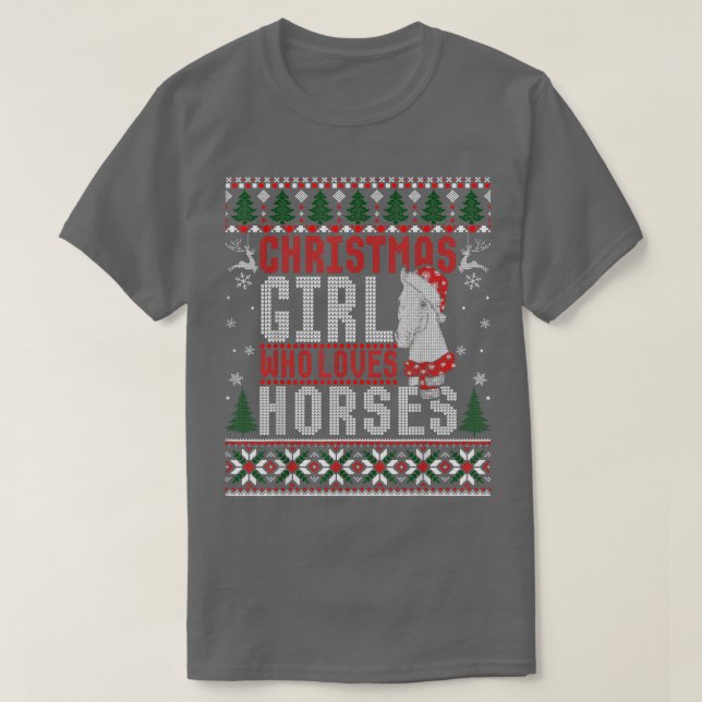 Camiseta Chica navidad ama a los caballos Fea Navidad Suéte (Diseño del anverso)
