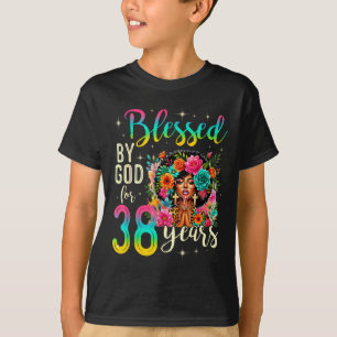 Camiseta Chica Negra Bendecida Por Dios Durante 38 Años Cri