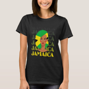 Camiseta Chica negra jamaicana Moño despeinado Pelo Bandera