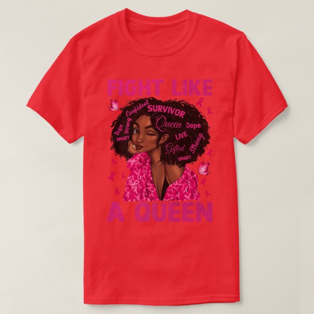 Camiseta Chica negra lucha como cáncer de seno de reina (Diseño del anverso)