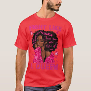 Camiseta Chica negra lucha como cáncer de seno de reina