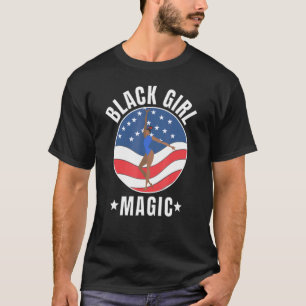 Camiseta Chica Negra Magia Gimnasia Estadounidense Gimnasia