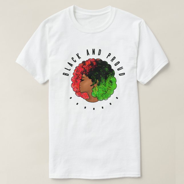 Camiseta Chica negra panafricana mujer rojo orgullo verde a (Diseño del anverso)