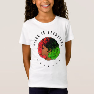 Camiseta Chica negra panafricana mujer rojo orgullo verde a