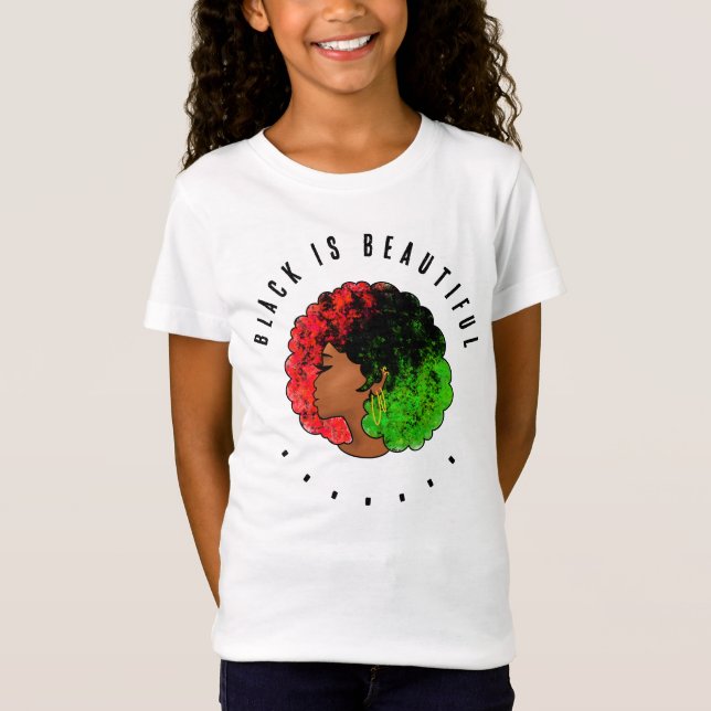 Camiseta Chica negra panafricana mujer rojo orgullo verde a (Anverso)