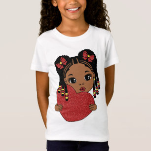 Camiseta Chica negro con corazón Día de San Valentín