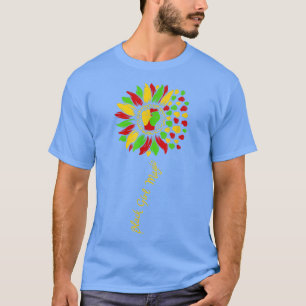 Camiseta Chica negro del puño del girasol Historia negra de