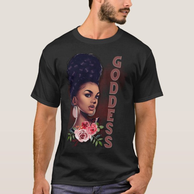 Camiseta Chica negro Diosa mágica afro Chica Fe Dios fuerte (Anverso)