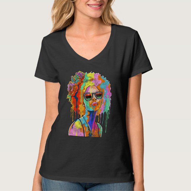 Camiseta Chica negro inspira a mujer negra a pintar con ray (Anverso)