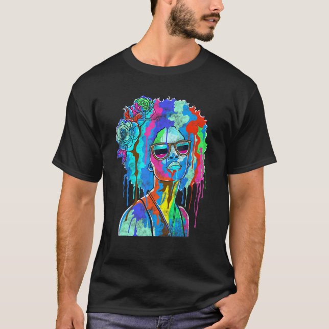 Camiseta Chica negro inspira a mujer negra a pintar con ray (Anverso)
