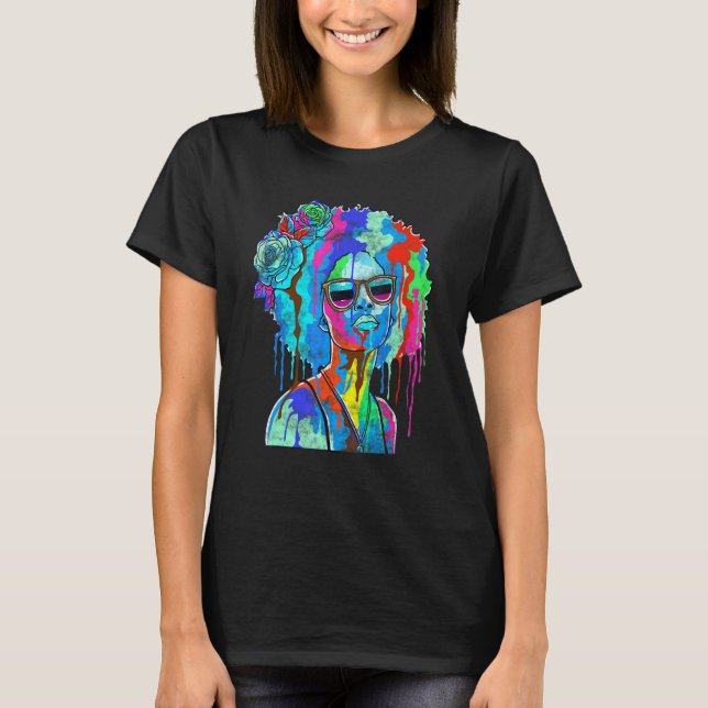 Camiseta Chica negro inspira a mujer negra a pintar con ray (Anverso)