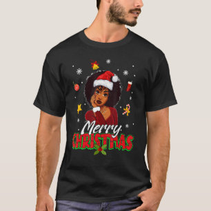 Camiseta Chica negro magia Feliz Navidad afroamericano