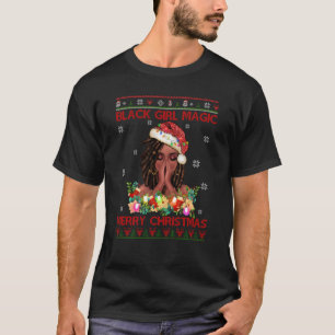 Camiseta Chica negro magia Feliz Navidad afroamericano 