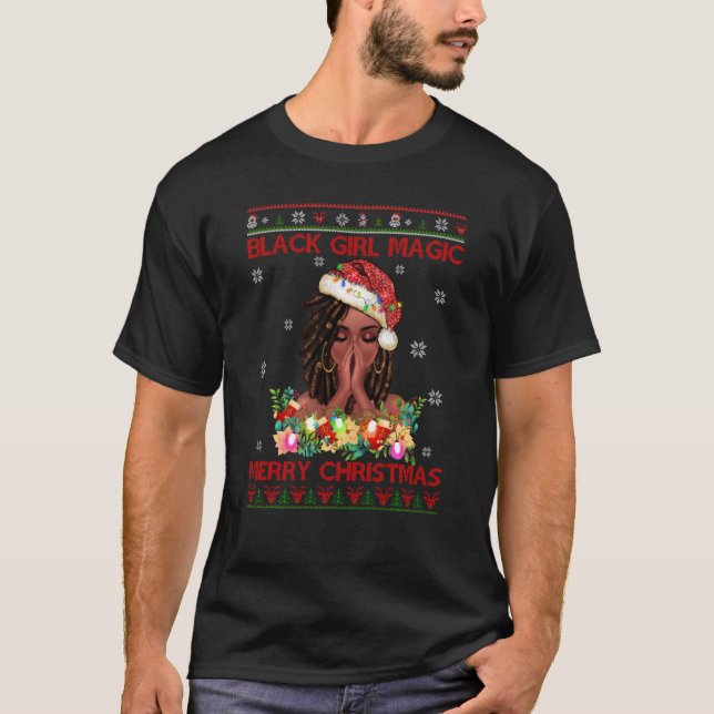 Camiseta Chica negro magia Feliz Navidad afroamericano (Anverso)