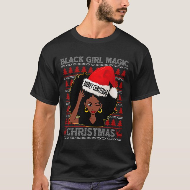 Camiseta Chica negro magia Feliz Navidad afroamericano (Anverso)