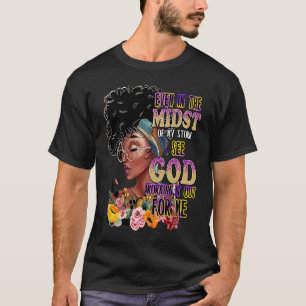 Camiseta Chica negro retro floral cristiano diciendo religi